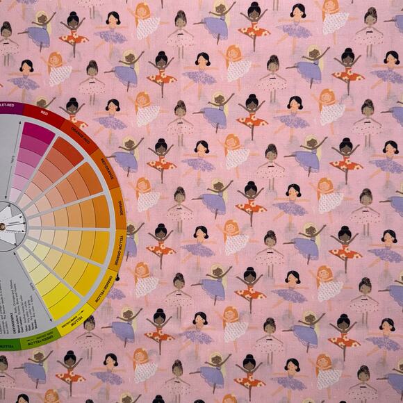 Little Ballerinas on Pink Cotton Fabric - 1/2 Yard - Novelty Print - Tutu Ballet - Picture 6 of 7